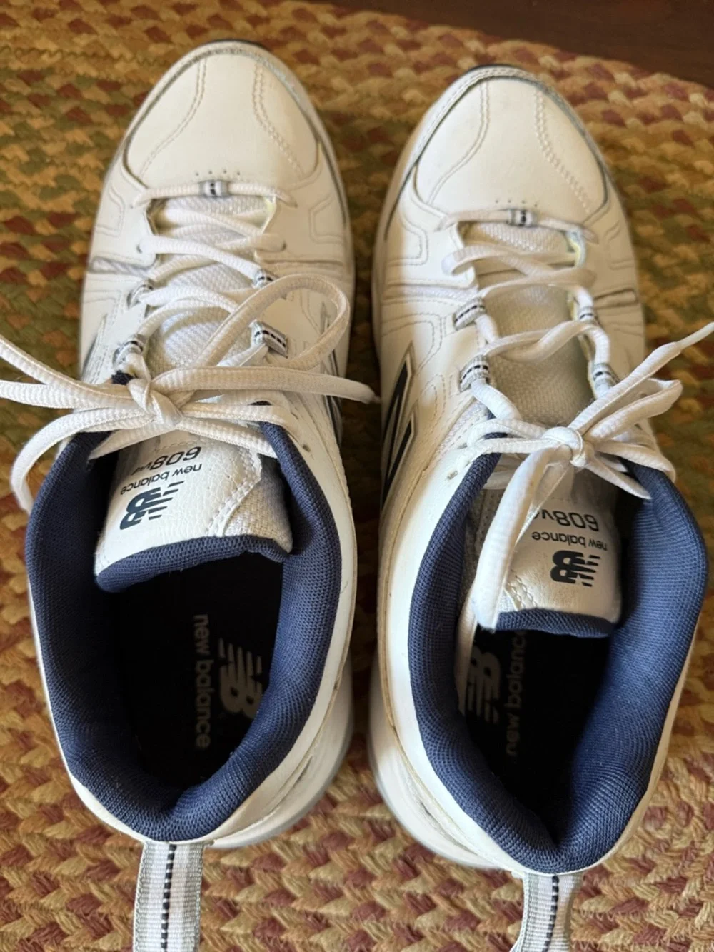New Balance White and Navy Athletic Sneakers - Picture 9 of 9